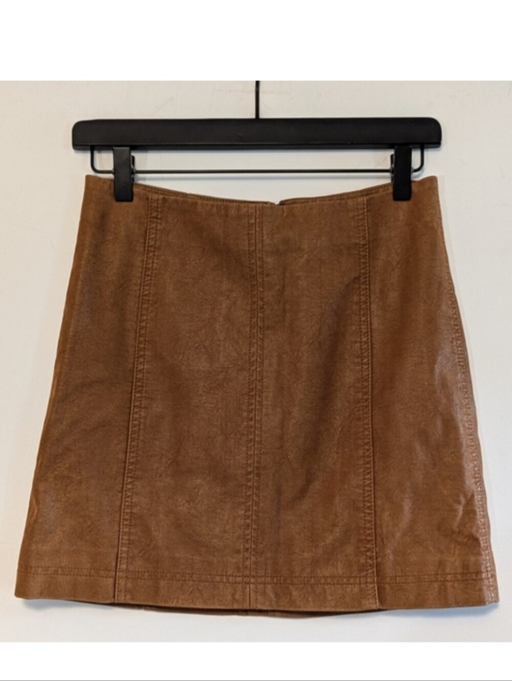 Free People Tan Faux Leather Mini Skirt Womens 4 Vegan Leather Western Edgy Chic